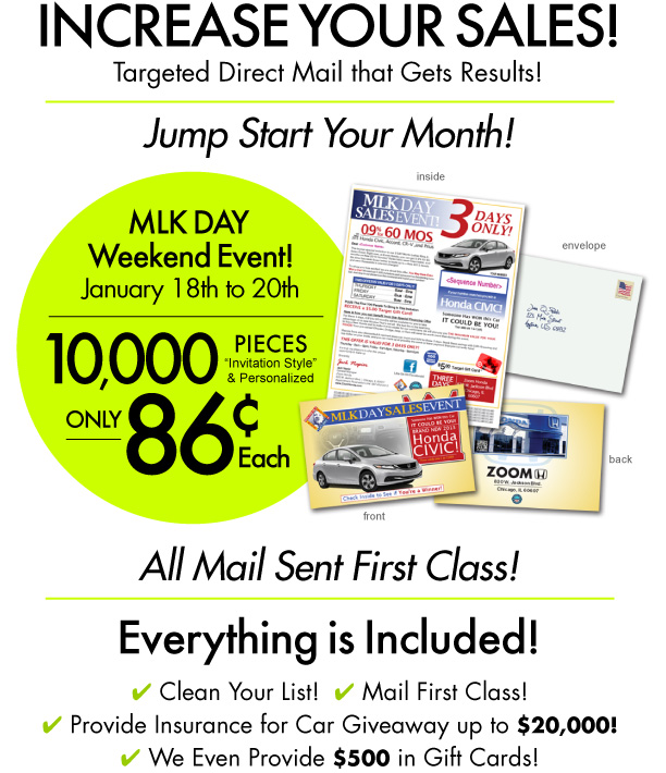 Increase Your Sales with our MLK DAY Invite Style Mailer!